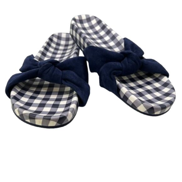 NWOB Draper James Women's Stella Gingham Blue & White Checkered Slides Size 8.5M - Picture 6 of 8